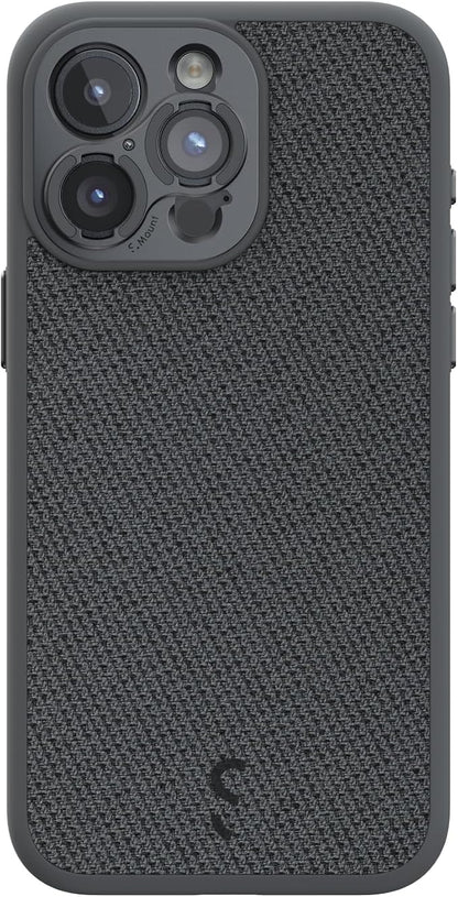 ShiftCam Fabric Camera Case Compatible with iPhone 15 | Built-in Lens Mount | Magnetic-Case | Shoot Stunning Photos Instantly (iPhone 15 Series, iPhone 15 Pro) Dark Grey