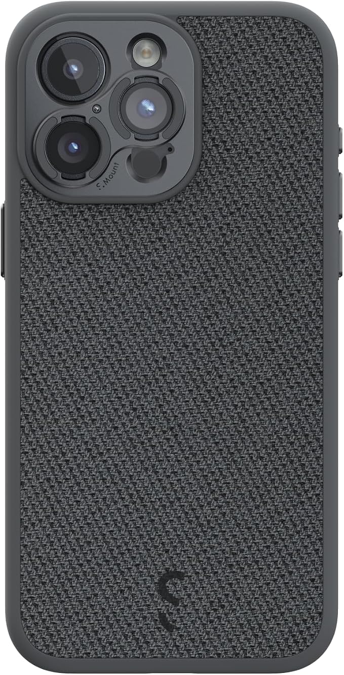 ShiftCam Fabric Camera Case Compatible with iPhone 15 | Built-in Lens Mount | Magnetic-Case | Shoot Stunning Photos Instantly (iPhone 15 Series, iPhone 15 Pro Max) Dark Grey