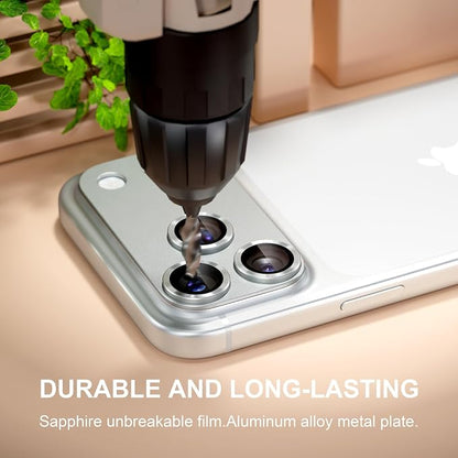 beuxece Compatible for iPhone 17 Pro Max Camera Lens Protector, Matte Metal Tempered Glass Rear Camera Screen Cover Accessories [Military Grade Shatterproof] [Strong Adsorption] - Silver