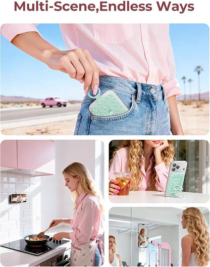 Syncwire Magnetic Suction Phone Mount for MagSafe, Silicone Octo Cup Buddy Sticky Grip Ring Holder, Hands-Free/Selfie/Video for TikTok & Instagram Influencer/Creator, iPhone Compatible,Mint Green