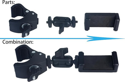 Phone Holder with Clamp for Golf Cart Universal Phone Mount Holder for Bicycle, Wheelchair, Stroller Mic Stand Phone Holder