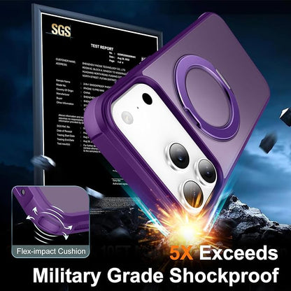 360° Magnetic Swivel Ring for iPhone 17 pro case, Built-in Metal Stand and Ring Holder, Magsafe Compatible, Military Grade Protection, Shockproof - Purple