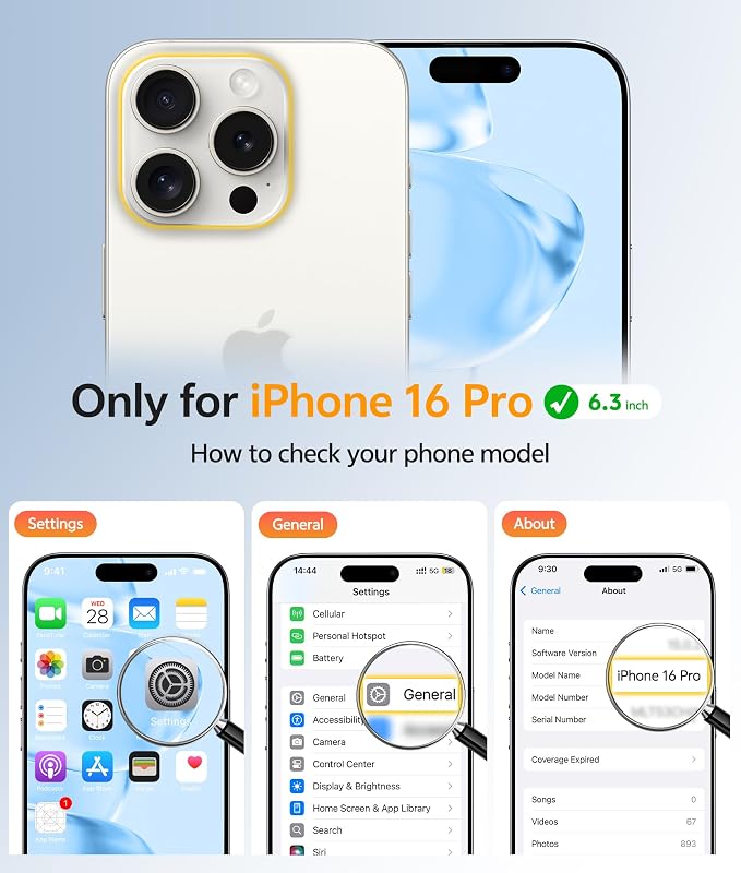 FNTCASE for iPhone 16 Pro Case: [Compatible with Magsafe] Translucent Matte Cases with [Full Camera Protection] [Screen Protector] Military Grade Shockproof Protective Phone Cover - Light Blue