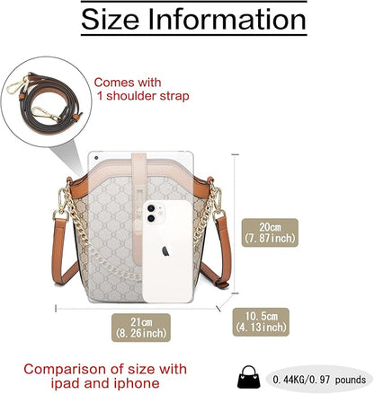 FOXLOVER Cell Phone Crossbody Bags for Women Small Lightweight Shoulder Purses PVC Leather Vintage with Adjustable Strap