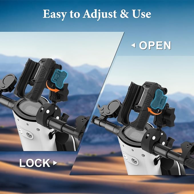 Universal Phone Mount for Bike/Motorcycle/Scooter/ATV, 720° Rotatable Anti-Shake Holder with One-Hand Quick Release &Secure Lock Knob, Fits 5.4-7.2” iPhone 16/15/14/13 Pro Max, 75026