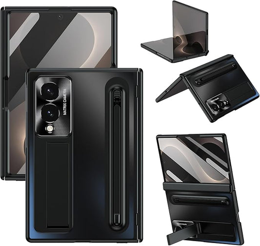 Case for Samsung Galaxy Z Fold 8 Wide, with Kickstand (Black) | Stulys, Screen Protector, Shockproof, Slim, Anti-fingerprint, Scratch-Resistant, Lens Protection, Hands-free Viewing