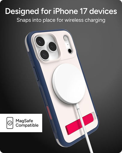 ZAGG Sedona Snap Case with Kickstand for iPhone 17 Pro Max - Red Light & Blue, Drop Protection (13ft/4m), Multi-Layer Protection, with Camera Button, MagSafe Phone Case with Impact-Absorbing Bumpers