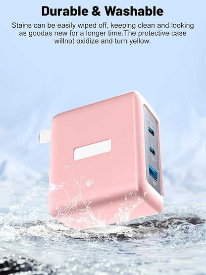 Silicone Protective Case for Anker Nano 100W USB-C Charger, Full-Body Protective Cover with Precise Cutouts, Shockproof Dustproof Charging Block Protector Sleeve & Scratch-Resistant Sleeve (Pink)