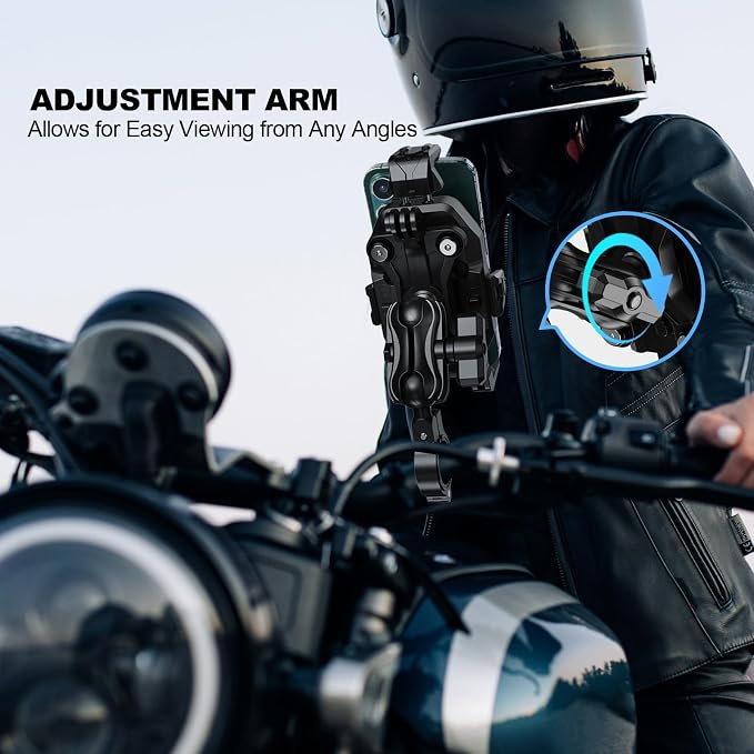 iMESTOU Motorcycle Phone Mount Anti-Vibration with 4 Shock Absorbers, Universal 22-32mm Handlebar Fit for Bikes/Motorcycles/EBikes, 720° Adjustable Heavy-Duty Phone Holder for 5.6”-7.4” Phones