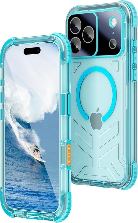 WIFORT for iPhone 17 Pro Max Waterproof Case, [Fit for Magsafe] with Sapphire Lens & Screen Protector, IP68 Full Body 15FT Military Shockproof, Magnetic Frosted Phone Cover with Lanyard, 6.9" Teal