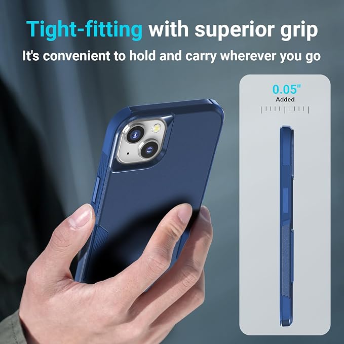 jaroco for iPhone 13 Case & iPhone 14 Case & iPhone 15 Case [Heavy Duty Protection][Compatible with MagSafe][Military Grade Drop Protection][Shockproof] with Non-Slip Removable Phone Cover 6.1''-Blue