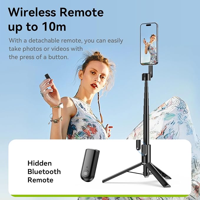 ULANZI 54'' Magnetic Selfie Stick Tripod Pro, All-in-One Phone Tripod w Magnetic Phone Holder & Detachable Wireless Remote, C/W Magsafe, for iPhone 16 15 14 13 12 Series & Android Phones (Black)