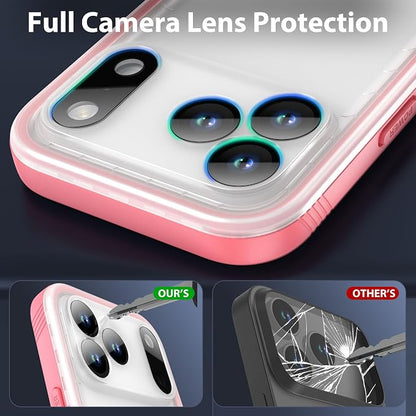 SPORTLINK for Waterproof iPhone 17 Pro Max Case - Built in Screen Protector/Full Body Dustproof/Shockproof/Dropproof/IP68 Underwater for iPhone 17 Pro Max Case 6.9 inch Pink/Frosted Clear