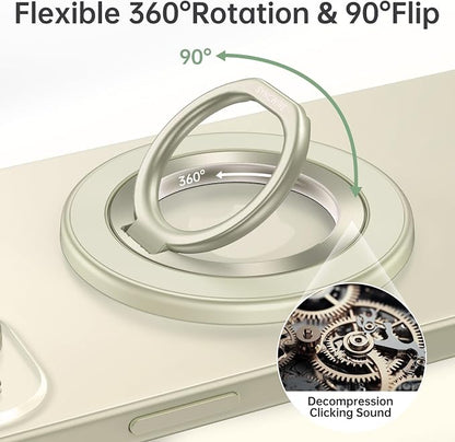SYNCWIRE Magnetic Phone Ring Holder for MagSafe, 360° Rotation Cell Phone Grip Stand Finger Ring Kickstand Two-Sided Magnet Compatible with iPhone 17 Pro Max 16 15 14 13 12 MagSafe Accessories