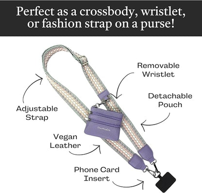 Save the Girls Original Clip and Go Phone Strap Pattern - Crossbody Phone Strap Chain with Zipper Wallet Pouch