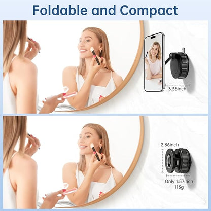 Vacuum Magnetic Shower Phone Holder for Mirror/Tile/Glass/Wood, 360° Adjustable Mirror Phone Holder for Shower/Bathroom/Office/Car with Suction Cup, Shower Phone Mount for iPhone MagSafe and Android