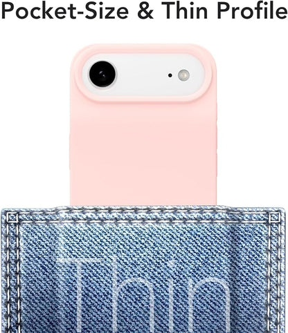 for iPhone 17 Air Case Silicone Compatible with Magsafe Case, Ultra Slim Thin Magnetic Phone Cases Mag Safe, Cute Soft Rubber Gel TPU Matte Plain Wireless Charging Cover for Women, Light Pink