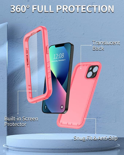 SPORTLINK Compatible with iPhone 13 MINI Waterproof Case - Built in Screen Protector Full Body Shockproof Dustproof IP68 Waterproof Case for iPhone 13 MINI 5.4 Inch Pink