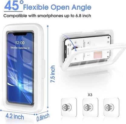 LC-dolida Shower Phone Holder Waterproof, 480° Rotatable Adjustable Bathroom Wall Phone Mount Stand, Anti-Fog High Sensitivity iPhone Case, Anti Fog Case Bathroom Accessories for 4-7'' Cellphones