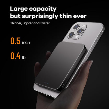 Magnetic Portable Charger – Industry-First Titanium Power Bank, 10,000mAh Ultra-Slim 0.5-Inch Design, 20W Fast Charging Battery Pack for iPhone 17/16/15/14/13/12/Air Series