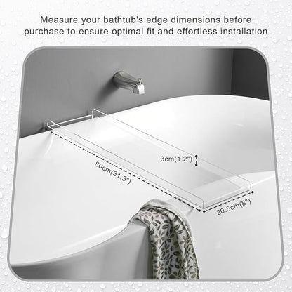 Clear Bathtub Tray Caddy, Bath Tub Rack Shelf, Luxury Bathroom Organizer Tablet Holder, Acrylic SHUNLI