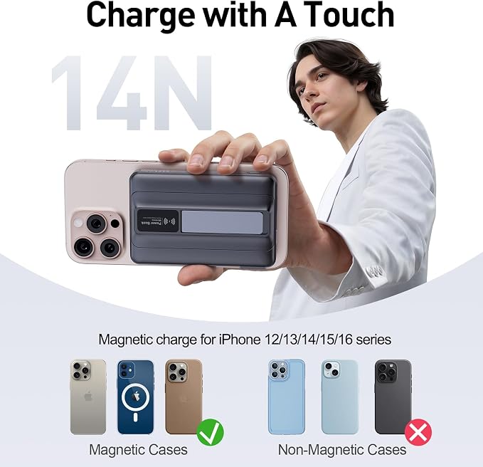 2026 Latest Magnetic Wireless Portable Charger Power Bank - 10000mAh 22.5W PD Fast Max Charging with Built-in LED Display, Magnetic Battery Pack for iPhone 17/16/15/14/13/12/Pro/Mini/Pro Max
