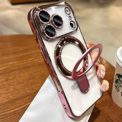 for iPhone 17 Pro Case Magnetic Stand,[Compatible with Magsafe] [Military Protection][Camera Lens Protector] Phone Case Cover for iPhone 17 Pro 6.3" - Pink