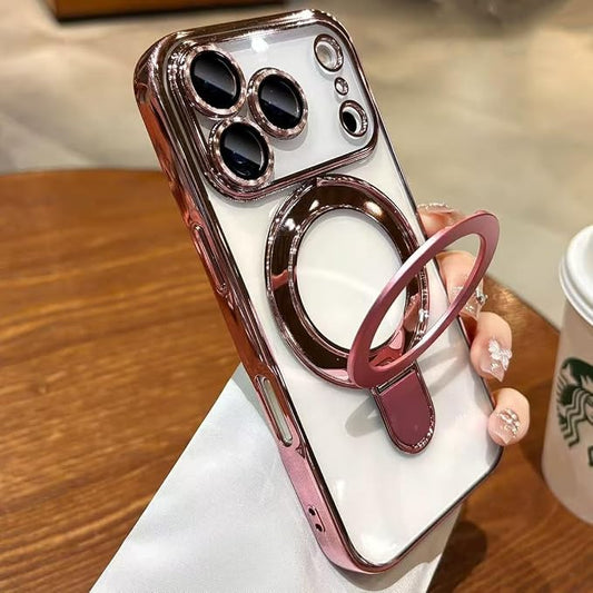 for iPhone 17 Pro Case Magnetic Stand,[Compatible with Magsafe] [Military Protection][Camera Lens Protector] Phone Case Cover for iPhone 17 Pro 6.3" - Pink