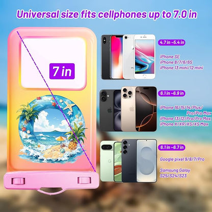 Personalized Initial Waterproof Phone Pouch Case - IPX8 Cellphone Dry Bag with Lanyard for iPhone 16/15/14/13/12 Pro Max (6.1–6.9"), Beach & Cruise Ship Essentials with Monogrammed Design (Pink, O)