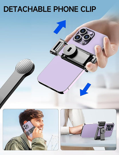 42" Selfie Stick Tripod with Fill Light Extendable Phone Stand All-in-1 Selfie Stick Travel Tripod with Detachable Remote & Phone Holder Cell Phone Tripod Compatible with iPhone/Android