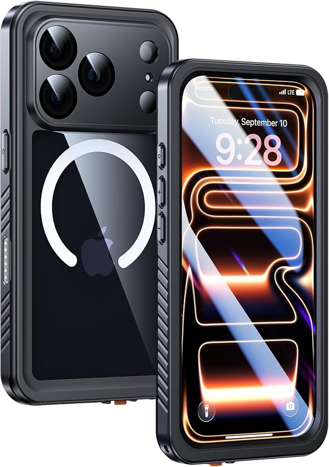 Lanhiem Magnetic for iPhone 17 Pro Max Case Waterproof, Built in Screen Protector & Camera Protection, [Compatible with MagSafe] Full Body Dustproof Heavy Duty Rugged Phone Case 6.9'' (Black)
