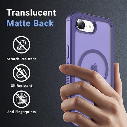 jaroco Magnetic for iPhone 17e Case& iPhone 16e Case, [Compatible with MagSafe][Military Grade Drop Protection][Heavy Duty Protection][Non-Slip][Shockproof] 2-Layer Bumper Phone Case 6.1''-Dark Purple