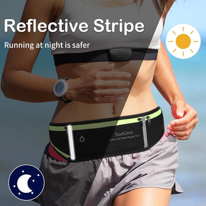 SooGree Men Women Running Belt Fanny Pack,Reflective Workout Sport Waist Pack Bag,Running Phone Holder Belt with Water Bottle Holder, Ideal for Running,Walking,Cycling,Gym Workouts (GSP1189-Red)