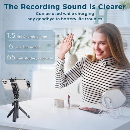 3 in 1 Mini Microphone,Wireless Lavalier Microphones for iPhone Android Camera USB-C,2.4G Ultra-Low Delay,Noise Reduction,Microphone Video Recording, Live Streaming (Black, 3microphone) (3) (3)