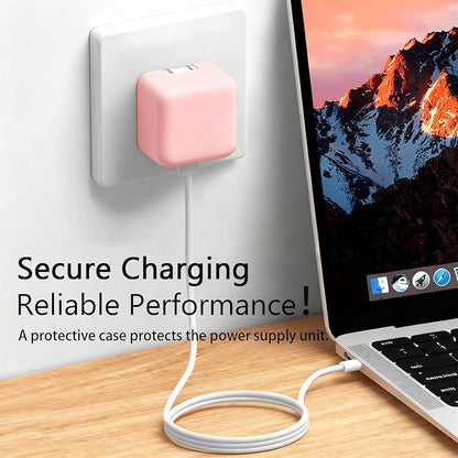 40W Soft Silicone Charger Sleeve Case Protective Cover for Apple 40W Power Adapter & 60W Max Charger, with iPhone 17/16/15, MacBook Air 13/13.6/15, Apple Watch Accessories. Pink