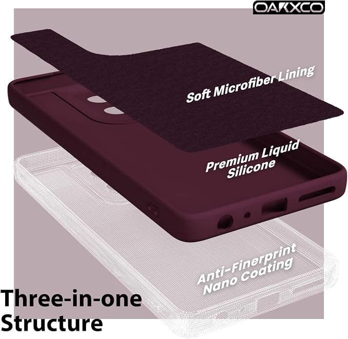 oakxco for Motorola Moto G Power 2025 Phone Case Liquid Silicone, Cute Thin Slim Grip Soft Rubber Gel for Women Men, Smooth Matte TPU Plain Bright Color Girly Case with Camera Cover, Burgundy Wine