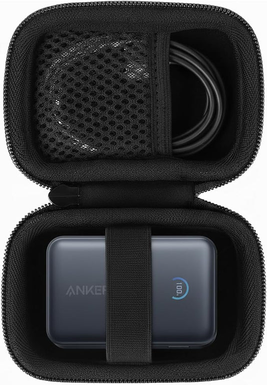 khanka Hard Case for Anker Nano 10000mAh 45W/A1665/A1664 Power Bank,Black | EVA Hard Shell, Easy Carry Handle, Secure Custom Fit for Anker Nano Power Bank, 10,000mAh Portable Charger, Case Only
