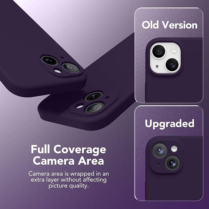 Magnetic for iPhone 15 Case, Compatible with MagSafe, [Screen Protector + Full Camera Protection], Silicone Shockproof Anti-Scratch Protective Phone Case for iPhone 15 6.1", Deep Purple