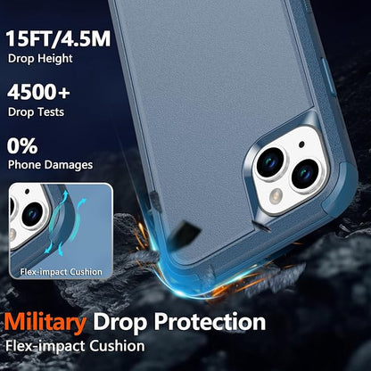 Diverbox Compatible iPhone 14 Phone Case,for iPhone 14 Magnetic Case [with Screen Protector & Camera Lens Protector ] Heavy Duty Phone Case for iPhone 14 (Blue)