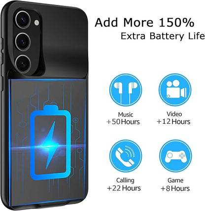 Battery Case for Galaxy S23 Plus, Upgraded 12000mAh Battery Pack Rechargeable Charger Case with Wireless Charging Compatible for Galaxy S23 Plus (6.6 inch) External Charging Cover (Black)
