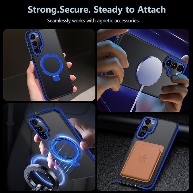 for Samsung Galaxy S23 Plus Case, Magnetic Adjustable Ring Stand [Fit for Magsafe], [Military-Grade Shockproof Protection] Phone Case with Kickstand&Ring Holder (Blue)