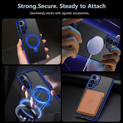 for Samsung Galaxy S23 Plus Case, Magnetic Adjustable Ring Stand [Fit for Magsafe], [Military-Grade Shockproof Protection] Phone Case with Kickstand&Ring Holder (Blue)