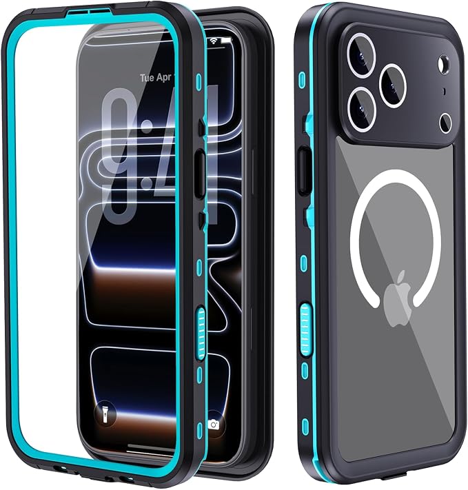 Beasyjoy for iPhone 17 Pro Case Waterproof, Built-in Screen Protector & Full Body Protection, Heavy Duty Rugged Military Shockproof Dustproof Case for Outdoor, Compatible with MagSafe, 6.3 inch Blue