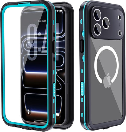 Beasyjoy for iPhone 17 Pro Case Waterproof, Built-in Screen Protector & Full Body Protection, Heavy Duty Rugged Military Shockproof Dustproof Case for Outdoor, Compatible with MagSafe, 6.3 inch Blue