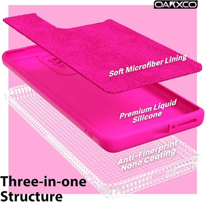 oakxco for Motorola Moto Edge 2023 Phone Case Liquid Silicone, Thin Slim Soft Rubber Gel TPU Plain Protective Simple Cover for Women Girl Cute, Matte Solid Color Aesthetic, Hot Pink