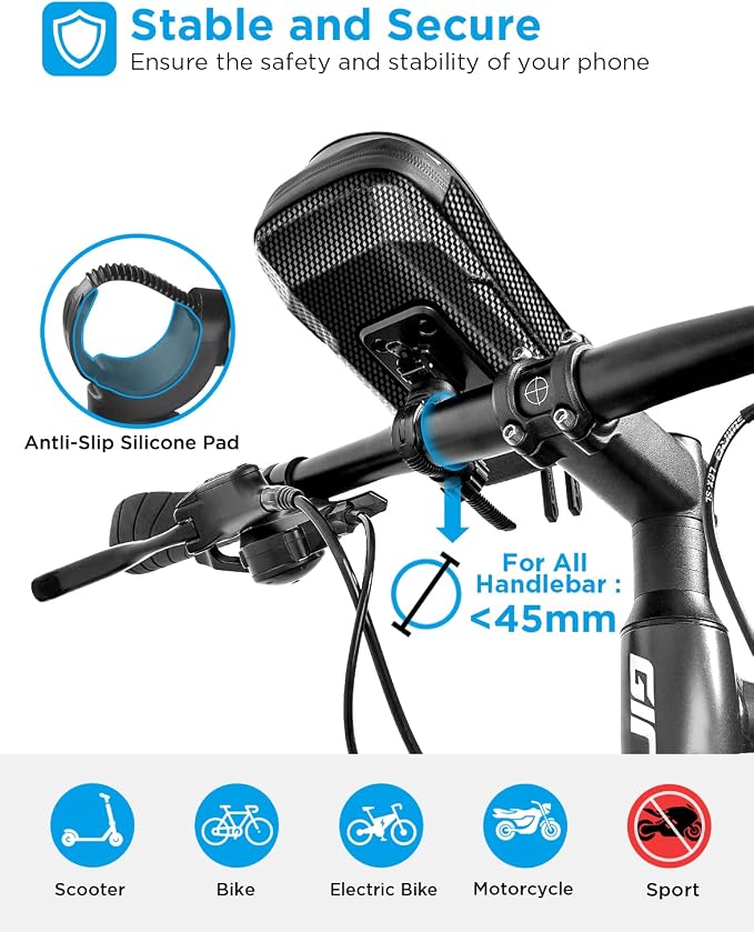 whale falll Bike Handlebar Bag Waterproof, Quick Release Phone Holder Mount with Touchscreen, Stable Shockproof Storage for Daily Commutes & Long Rides, Great Gift for Cyclists, Fits Phones up to 7"