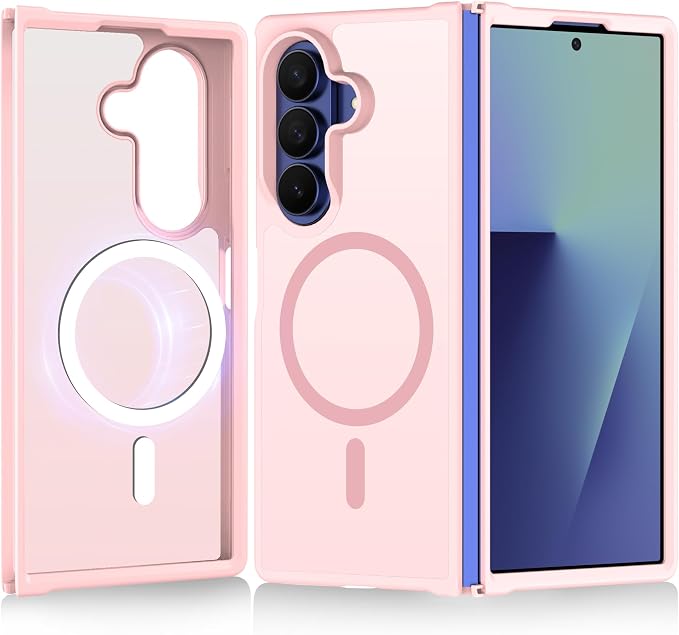 Pilaru for Samsung Galaxy Z Fold 7 case [Compatible with Magsafe] Translucent Matte Magnetic Phone Case,Slim Thin Duty Shockproof Protection Z Fold 7 Cover -Pink