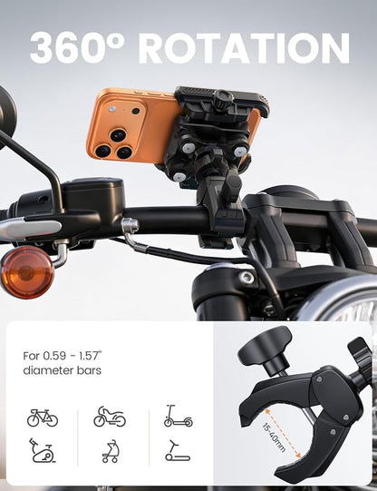 Lamicall Motorcycle Bike Phone Mount - [Upgrade Vibration Dampener] [Camera Friendly] Bike Phone Holder Handlebar Clamp, Bicycle Cell Phone Mount, iPhone 17 16 Pro Max, Galaxy S25 Ultra, 6-7.2" Phones