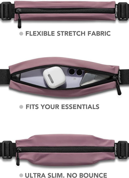 Fitgriff® Running Belt V2 for Men & Women - Slim Fanny Pack, Phone Holder for Jogging, (Fits All Cell Phones) - Money Belt, Runners Waist Pouch (Dusty Rose, One Size (Waist 24.4 – 43.3 inches))