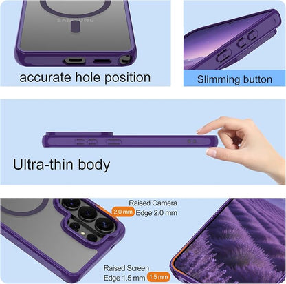 for Galaxy S26 Ultra Phone Case: Samsung S26 Ultra Phone Case with 2PC HD Screen Protector, Wireless Charging S26 Ultra Case Matte Translucent Soft-Touch & Shockproof Funda para S 26 Ultra,Purple
